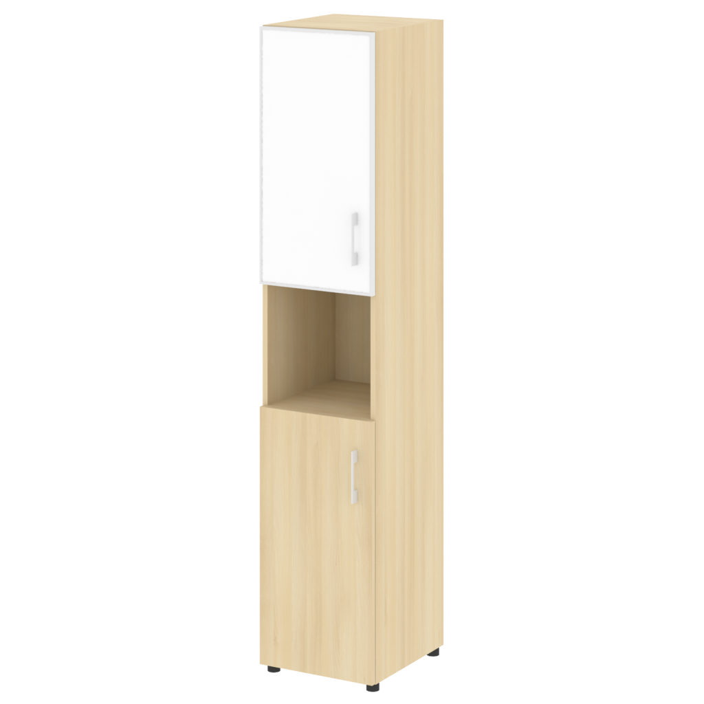 Шкаф узкий Рива Ялта 400*450*1987 Рива Ялта Акация Лорка/Стекло White